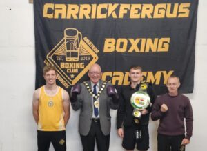 Dan Ames, Mayor Councillor Jackson Minford, Ruben Bell, Jason McDowell, Carrick Amateur Boxing Club