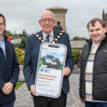 Mayor of Mid and East Antrim, Councillor Jackson Minford and Chair of the Memorial Committee, Councillor Peter Johnston, with Matthew McCallion (Mid and East Antrim Borough Council’s GIS Officer) who developed Council’s new War Memorials and Monuments interactive website.