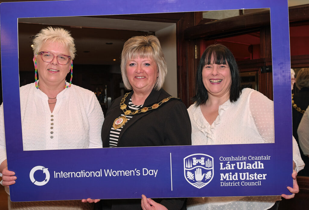 Chair of the Council, Councillor Frances Burton is pictured with fellow Clogher Valley female councillors Meta Graham and Gael Gildernew at the Council’s popular International Women’s Day event at The Valley Hotel, Fivemiletown.
