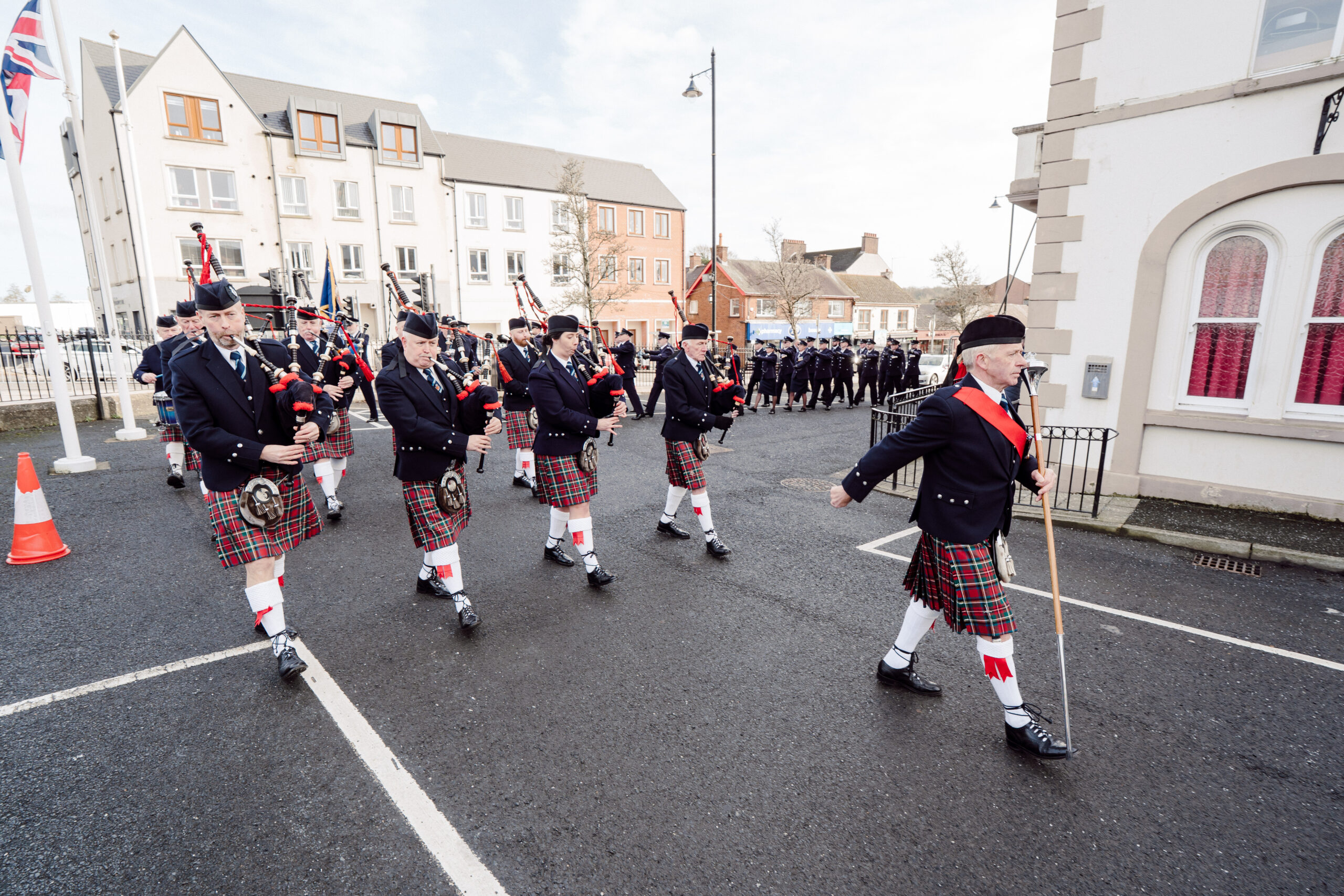 The Northern Ireland Prison Service Guard of Honour and Pipe Band Parade from Ballyclare Town Hall to Ballyclare War Memorial Park to mark the Freedom of the Borough.