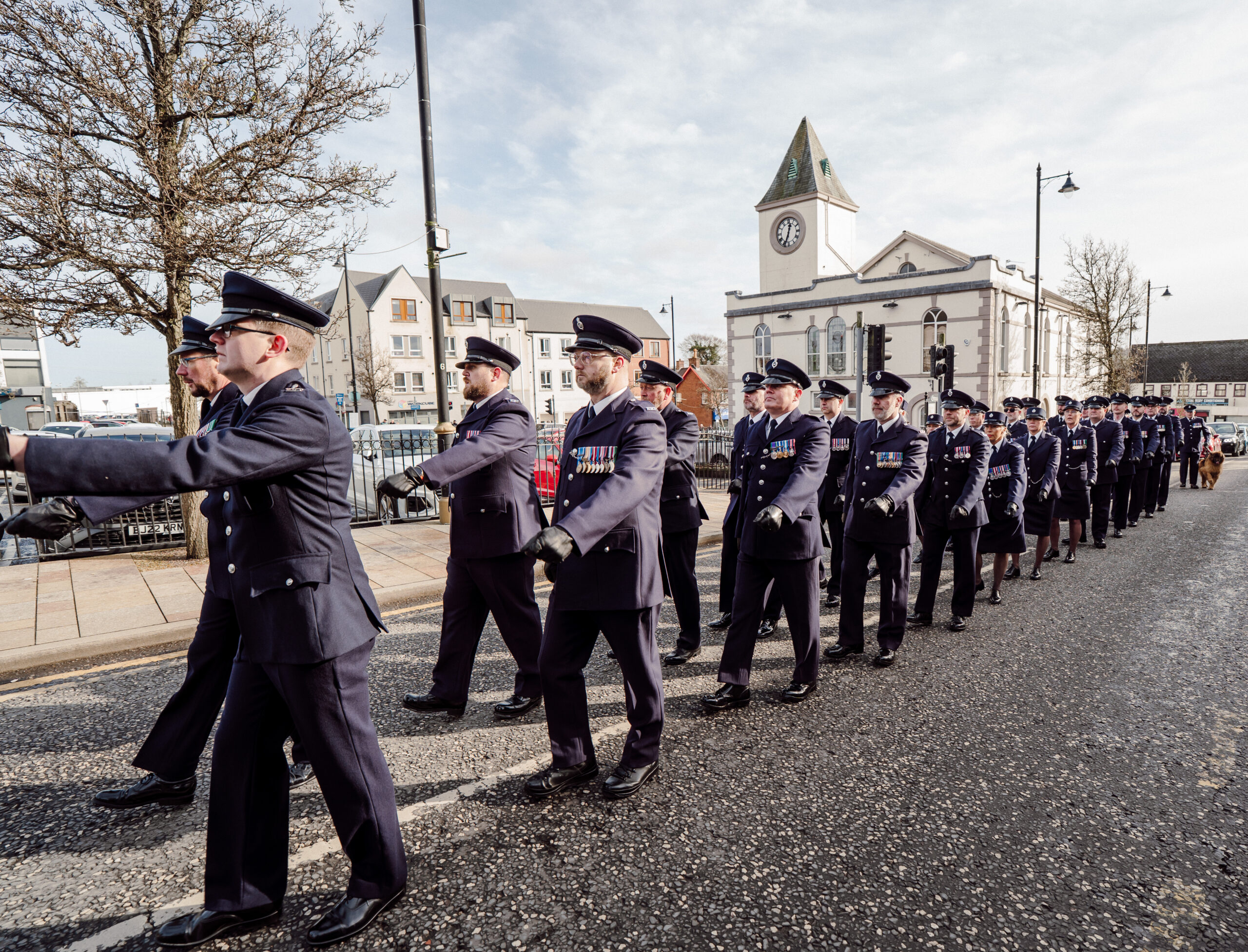 The Northern Ireland Prison Service Guard of Honour and Pipe Band Parade from Ballyclare Town Hall to Ballyclare War Memorial Park to mark the Freedom of the Borough.