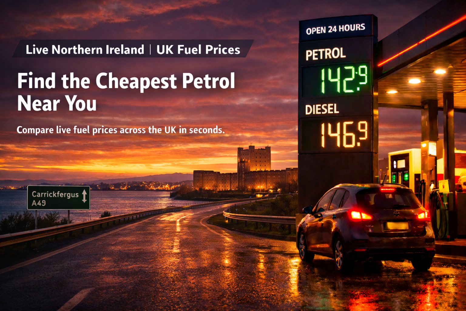 Carrickfergus fuel prices petrol station Northern Ireland
