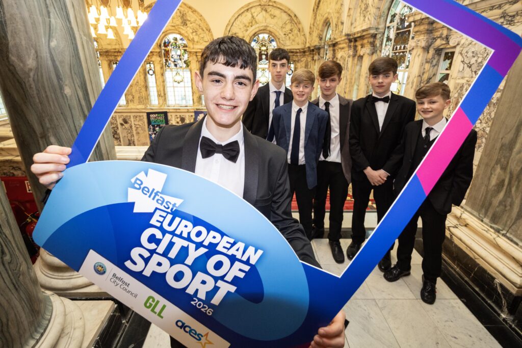 Representatives from North Belfast Harriers Athletics Club, winners of the Junior Team of the Year award (sponsored by GolfNow).