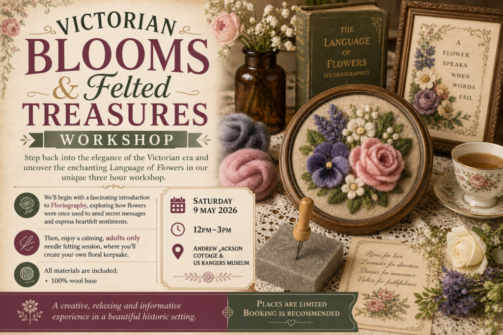 needle felting floral craft workshop in a vintage style setting Northern Ireland