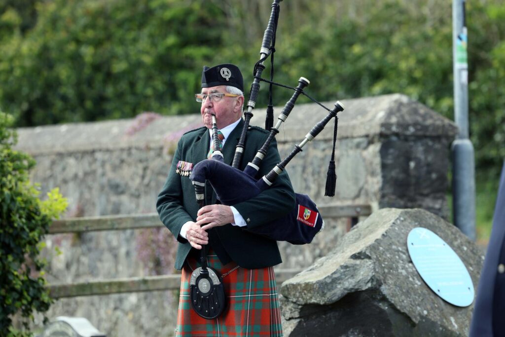 The piper who played at the Ballycarry Blitz tribute event