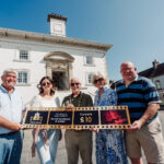 Councillor Billy Webb MBE JP , Councillor Lucille O'Hagan, Mayor of Antrim and Newtownabbey Henry Cushinan, Noreen McClelland and Councillor Neill Kelly celebrating the new film club.