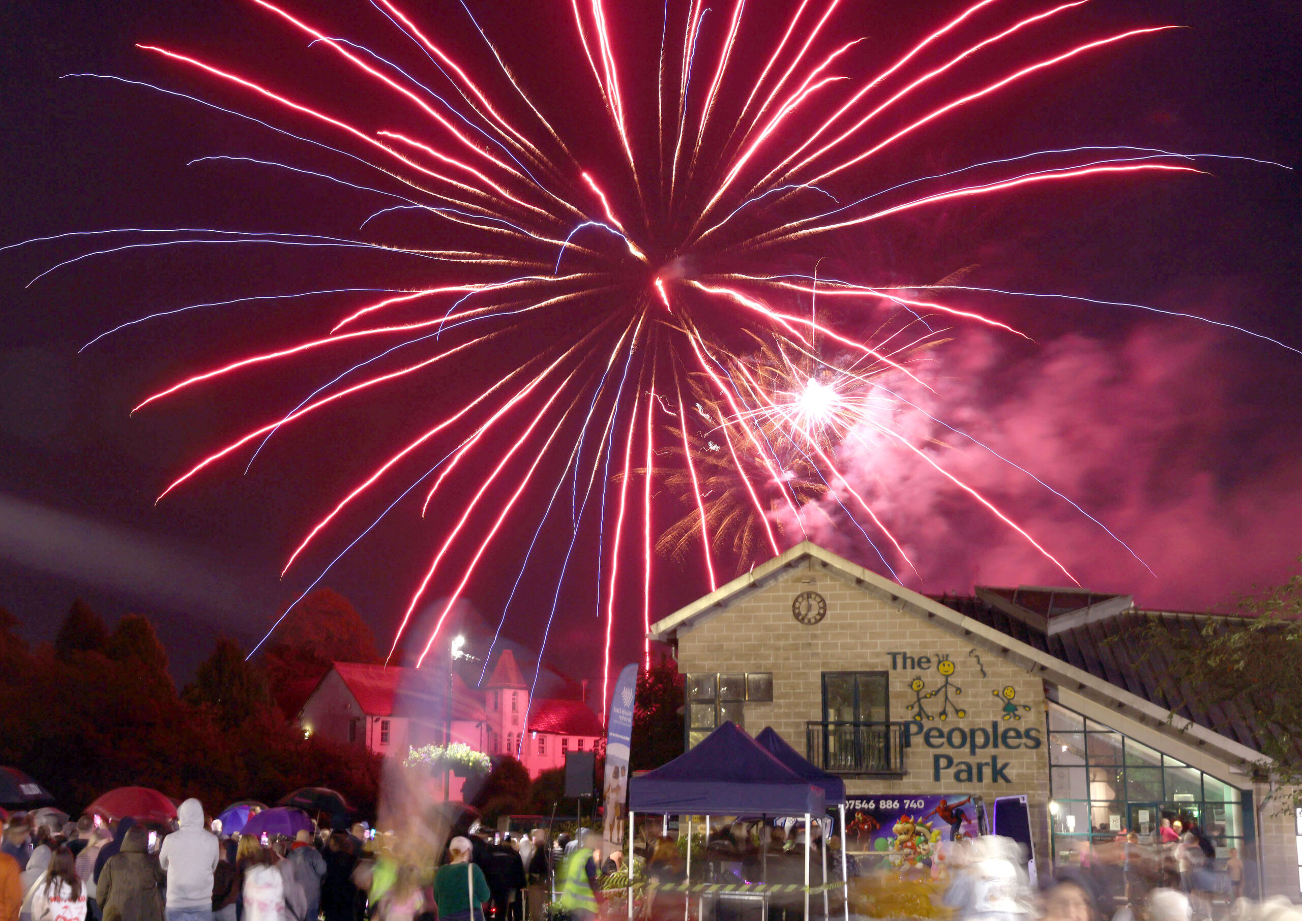 Crowds gathered for a dazzling fireworks display in the People's Park in Ballymena