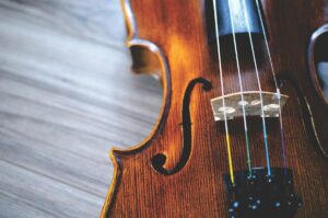 Illustrative violin photograph; not the performers or venue at the Newtownards tea dance