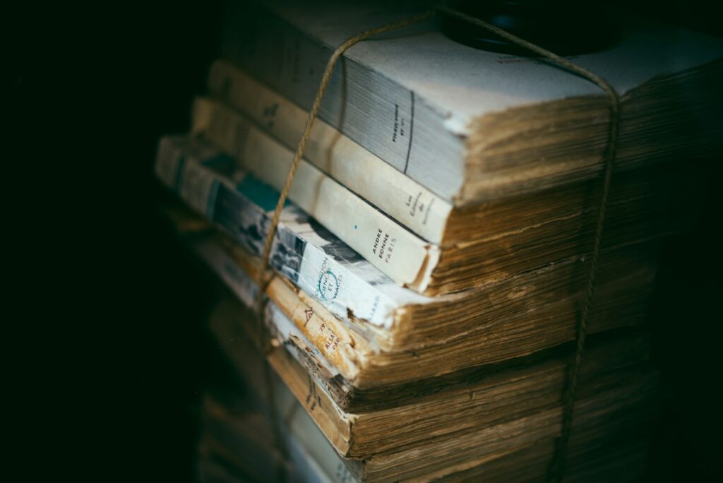 Old books illustrating historical research; not the Ulster Folk Museum collection or this talk